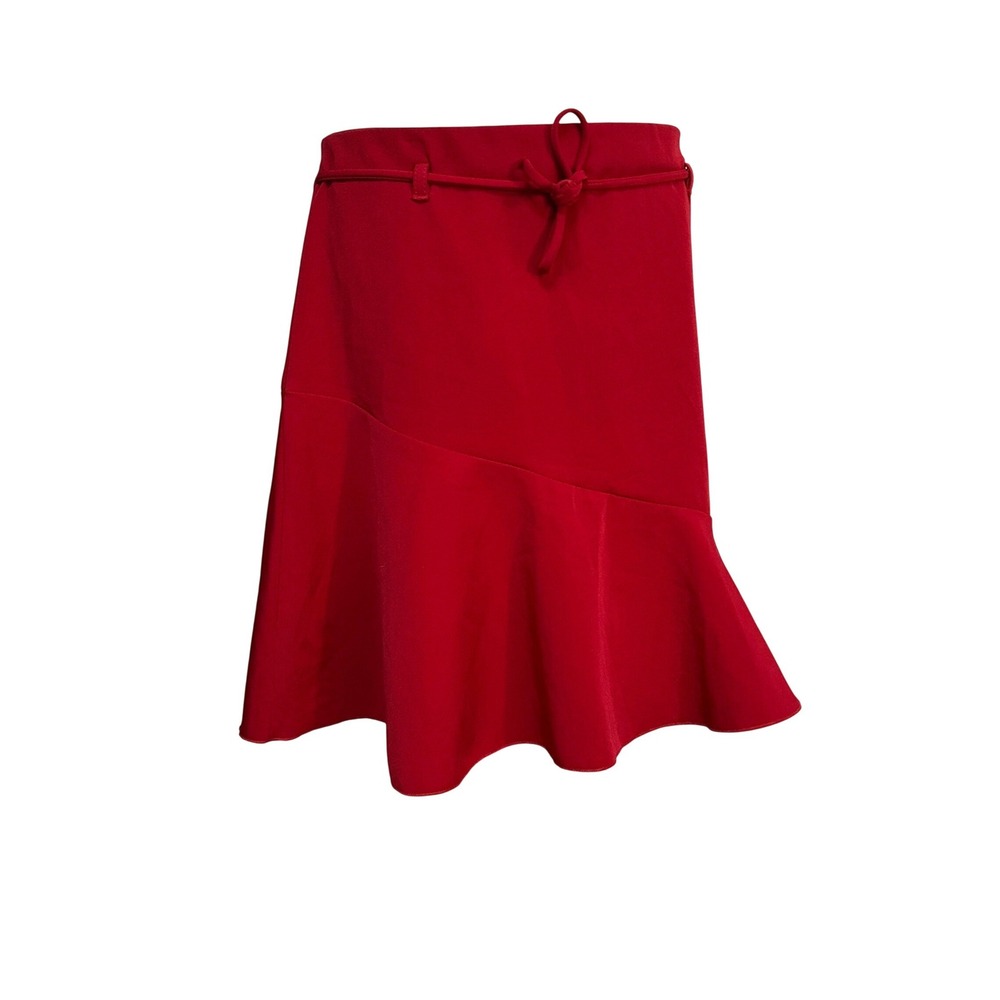 Fashion Ave USA Red Ruffle Mini Skirt‎ XL Asymmetric Y2K Coquette Indie Sleaze